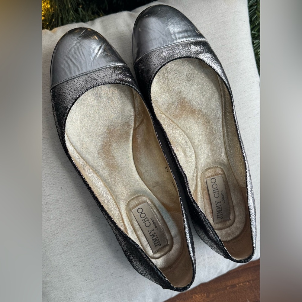 Jimmy Choo Metallic Ballet Flats size 8.5